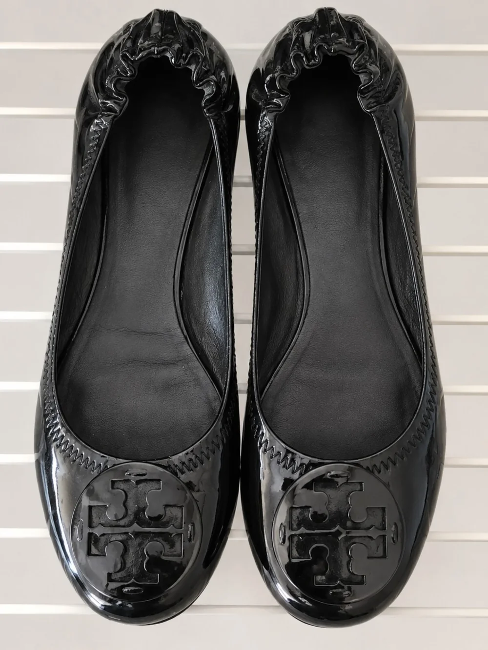 Tory Burch Reva Black Patent Leather Ballet Flats|Size 8